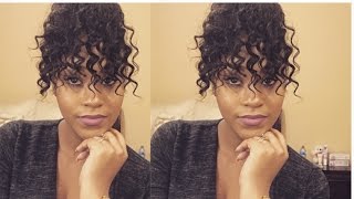 Curly Faux Bun With Bangs|Natural Hair|Short/Awkward Stage