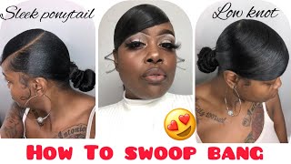 How To Sleek And Swoop Bang With Low Knot Ponytail ((Natural Hair)) No Gorilla Spray