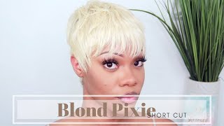 Blond Pixie Quick And Easy Short Cut 1 2 3 Outra Velvet Remy Tara  Tutorial