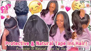 Tape Ins Extensions Hack!Invisible Install + Flat Iron | Protective Style Ft.#Elfinhair