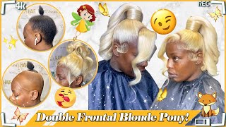 Sleek Frontal & Backal Pinytail!Blonde Color Pony Weave W/Bangs Look #Ulahair Review