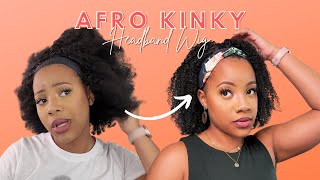 The Most Realistic Afro Kinky Headband Wig |Textured & Defined Curls And Coils |Ponpons