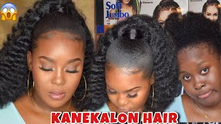 How-To: Sleek Kinky Curly Ponytail With Soft Jumbo Kanekalon Hair Heat Free