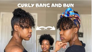Curly Bang And Bun On Type 4 Natural Hair Using Diy Clip Ins | Headscarf On Natural Hair