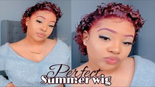 Short Curly Pixie Wig | Burgundy | Start To Finish Install