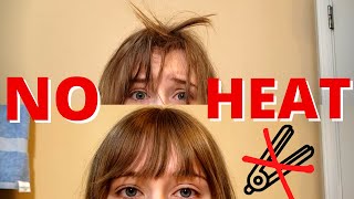 How To Style All Bangs With No Heat In 5 Min! 3 Steps - No Damage!