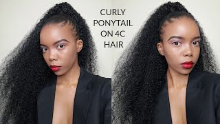 R20/$1.37 Sleek High Curly Ponytail On Short 4C Hair| Braiding Hair|South African Youtuber