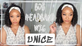 Must See!! Under $85  The Perfect Affordable Curly Bob Headband Wig For Beginners| Ft. Unice Hair
