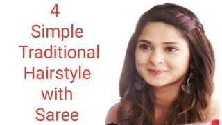 4 Simple  Traditional Hairstyle With Saree | Easy Hairstyle | Hairstyle For Saree |  #Sareehairstyle