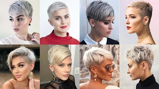 Women Silver Pixie Haircuts Ideas 2022 | Pixie Cuts For Thick Hair Over 50