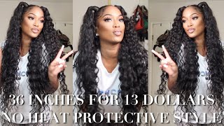 Inexpensive 36 Inch Curly Hair 13$ Budget : How To Quick Weave Half Up Half Down | Protective Style