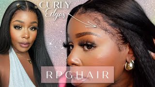 New Curly Edges! 13X6 Clean Invisible Hairline! Very Realistic! Soft Kinky Straight Hair Rpghairwig