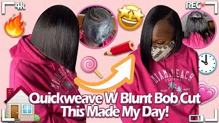 Side Part Quick Weave Bob | Protective Blunt Cut Bob Style✂️#Ulahair Review Tutorial