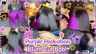 How To Quick Weave Bob Hair Style?Purple Peekaboo Color Blunt Bob #Ulahair Review