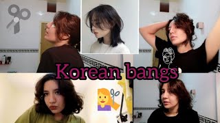 Easy Way To Cut Your Own Bangs At Home ( Korean Bangs ‍♀️) كيفية قطع الغرة في المنزل