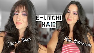 Halo Extensions + Clip-In Bangs Application | Testing E-Litchi 100% Human Hair