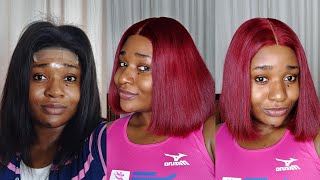 Black To Red Hair Colour | 12" Wig | Enlbeautyhair