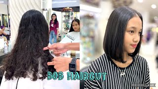 Medium Bob Haircut | Hair Transformation Curly Hair  | Potong Rambut Bob | Potong Rambut Keriting