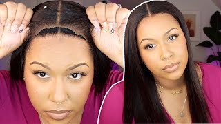Relaxed Yaki Straight Human Hair Wig | 100% Glueless Install | Talk Thru | Ft. Omgherhair