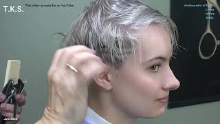 First Time Summer Silver Platinum Blonde Pixie Short Hairstyle! Julia By Tks