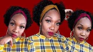 The Easiest Headband Wig I Have Ever Tried! Eayon Hair Curly Pixie Cut Wig | Miss Khrissy