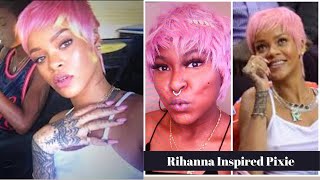 Rihanna Inspired Pink Pixie Cut | 27 Piece Quick Weave | 613 To Pastel Pink
