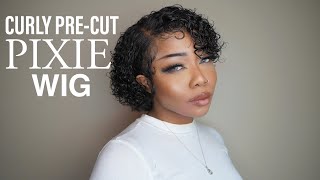 Curly Pre-Cut Pixie Wig Install And Review Ft. Victorias Wig | Olineece