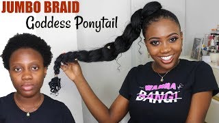 How To Jumbo Braid Goddess Ponytail On Short Natural Hair