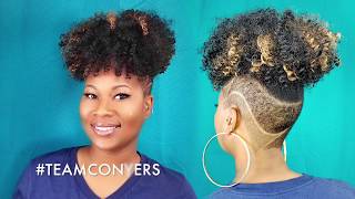 Tapered Cut With Designs And Curly Ponytail