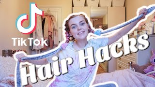 Testing Tik Tok Hair Hacks // Fake Bangs // Heatless Overnight Curls // (This Was Kind Of A Fail)