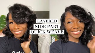 Layered Side Part Quick Weave & Accidentally Cutting My Real Hair