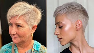 Grey Short Pixie Haircuts Style For Women 2022 | Pixie Haircuts For Older Women