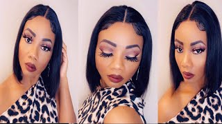 Short Straight Bob Human Hair Lace Front Wig For Black Woman | Amazon Muokass Hair