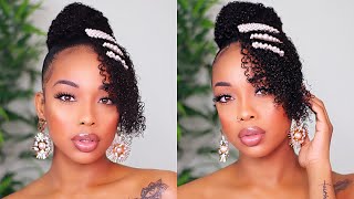Easy High Bun With Side Bangs For 4C Natural Hair- Ft Curlscurls