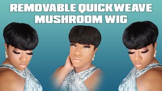 Quick Weave Mushroom Cut Removable Wig Tutorial Style Detailed No Curling Razor Pixie Cut