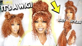 7 Styles On Curly Hair With Bangs  Ombre Brown Summer Wig | Luvme Hair