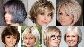 Short Bob Haircuts With Bangs For Women Any Age 40-50-60 & More /Short Hair Hairstyles Viral Images