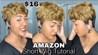 $16 Must See Amazon Wig | Cheap Pixie Cut Wig From Amazon + Amazon Wig Tutorial