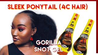 Sleek Ponytail On Natural Ghanaian 4C Hair W/ Gorilla Snot || Requested Tutorial