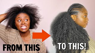 Hair Transformation! Feed In Braids W/ Afro Ponytail