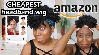 I Tried Cheap Headband Wigs From Amazon | Under $25 |  Natural Hair  Discoveringnatural