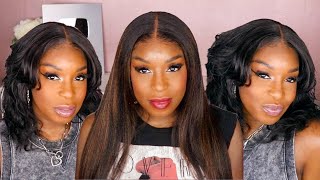 You Choose!  Beginner Everyday Bob Wig Vs Kinky Straight Glueless Wig | Lace Front Wig Install