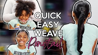 How To | Easy Quick Sleek Weave Ponytail For Kids || Natural Hair