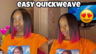 Easy Pink And Black Quick Weave Bob! Affordable