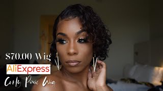 Aliexpress Curly Pixie Wig Application Tutorial