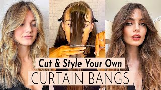 How To Cut And Style Curtain Bangs At Home - Tik Tok Viral Hair Tutorials