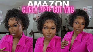 Installing A Curly Pixie Cut Wig From Amazon | Beginner Friendly