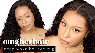Oh She'S Beautiful + Easy! | 13X6 Deep Wave Hd Lace Wig| Glueless Install | Ft. Omgherhair