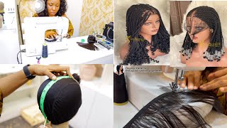 How To Make A Flat Wig On A Sewing Mechine Without Cutting The Weft /  Braided Wigs Vendor