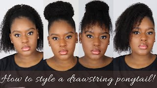 4 Ways To Style A 3C/4A Afro Kinky Curly Drawstring Ponytail Ft Betterlength Hair | Tatendatasham.